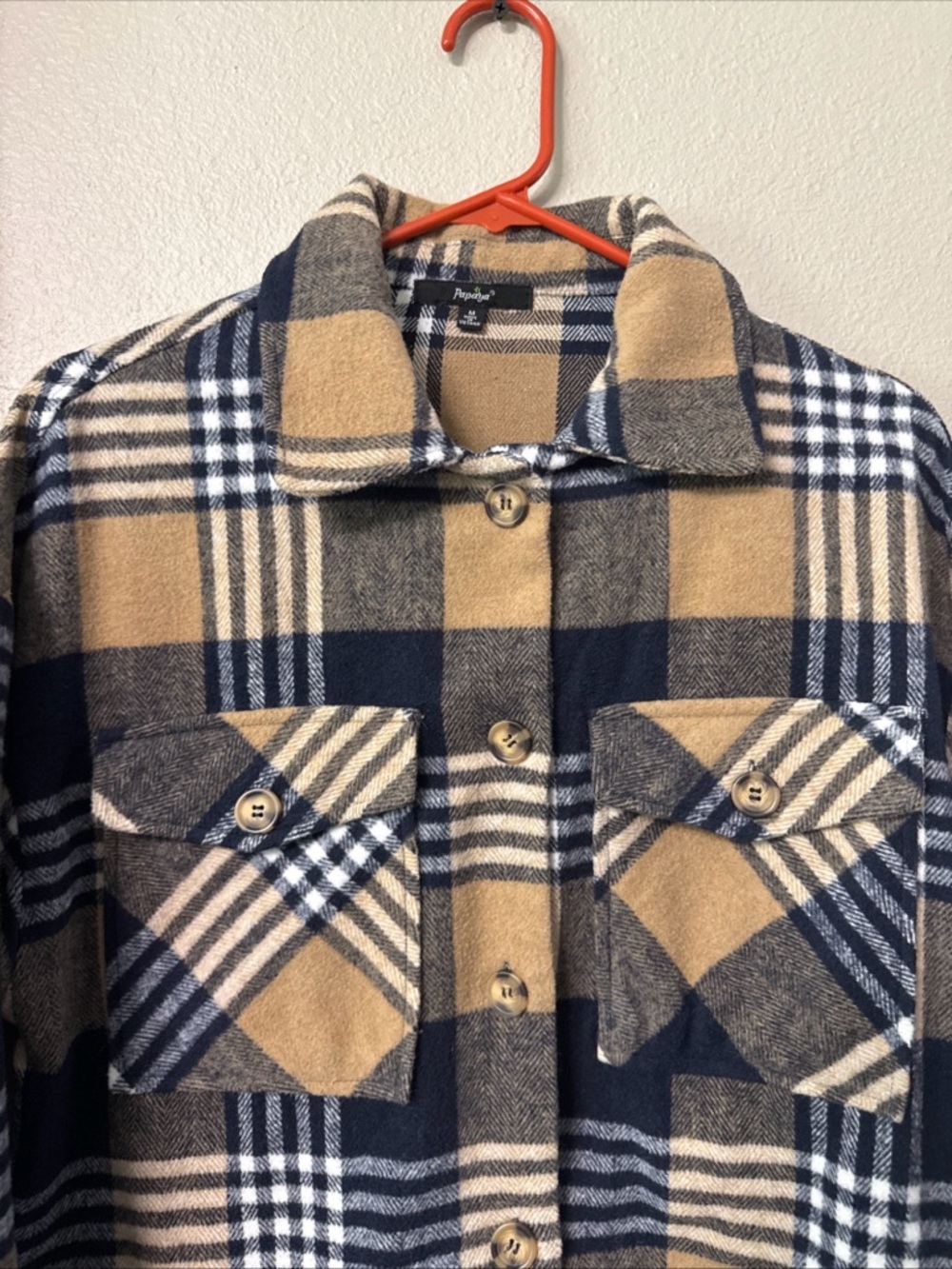 RB11 Papaya women’s Flannel Plaid Shacket size Medium - Picture 2 of 10